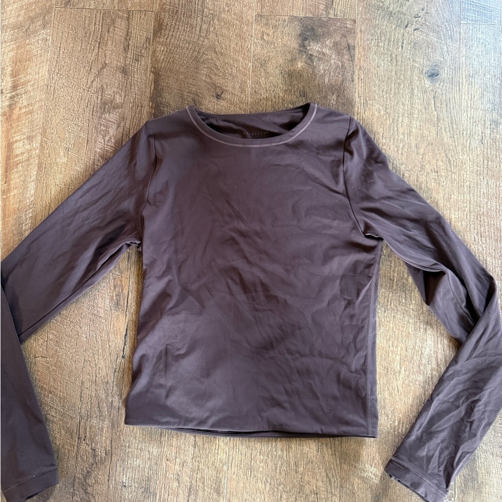 Classic Crewneck Long Sleeve Top in Chocolate Brown